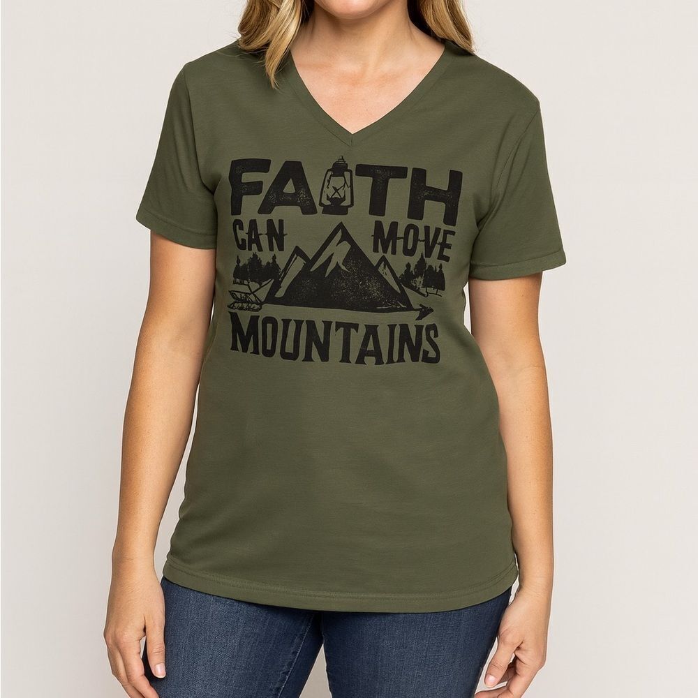 Bella Canvas “Faith Can Move Mountains”Crewneck Tee Shirt Women’s Size Medium